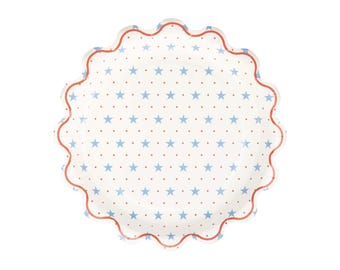 Hamptons Stars Scalloped Lunch Plates 8ct – Patriotic Party Decor