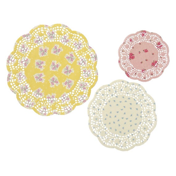 Vintage Floral Paper Doilies | Bridal Shower Tea Party | Wedding Shower Tea | Baby Shower Tea Party | Floral Party Decor | Pack of 24 Il_570xn