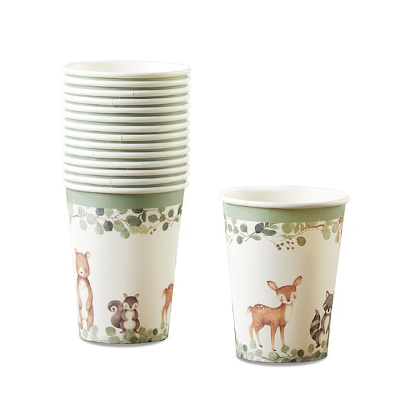 Woodland Baby Shower Cups | Forest Animals Baby Shower Decor | Woodland First Birthday Party | Woodland Animal Party | Pack of 16 Paper Cups Il_570xn