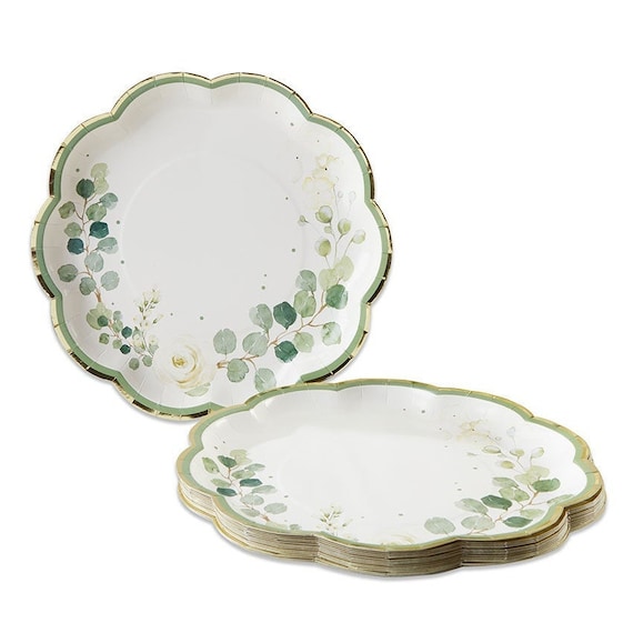 Botanical Garden Lunch Plates 16ct | Botanical Bridal Shower | Botanical Baby Shower | English Garden Plates | Garden Party Plates | Il_570xn