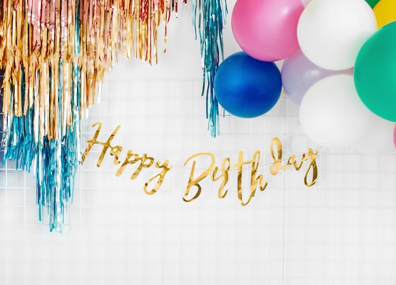 Happy Birthday Letter Banner Paper Banner Photo Wall Display for Birthday Festival Party Decoration (Kraft Paper), Multicolor