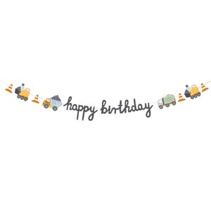 Construction Party Birthday Banner 6.5ft | Digging Being 3 Construction Birthday | 2 & Digging It Construction Backdrop | Construction Truck