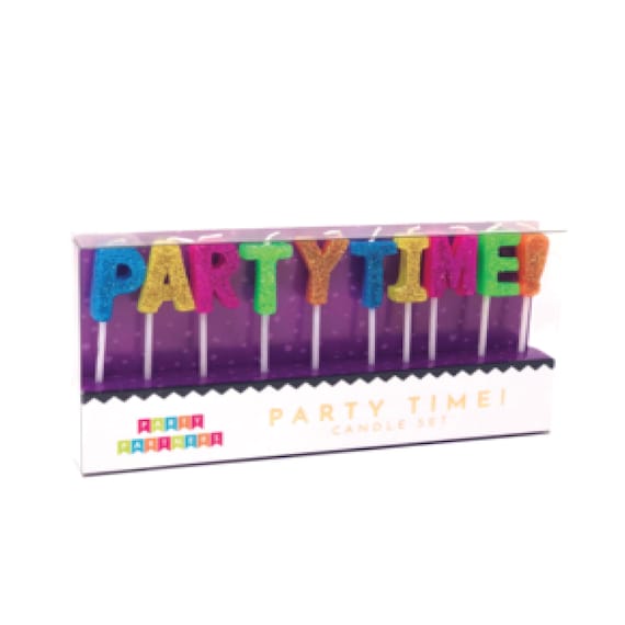 Multicolor 'Party Time' Candles 10ct | Birthday Party Decorations | Cake Toppers | Rainbow Candle Letters | Cake Decor Il_570xn