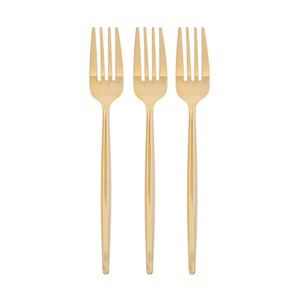 Moderne Gold Kunststoff Gabeln 20ct, Kunststoff Silberbesteck, Einweg Besteck, Goldhochzeitsbesteck, Junggesellinnenparty, Geburtstag, Babyparty