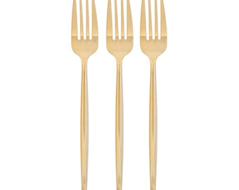 Modern Gold Plastic Forks 20ct, Plastic Silverware, Disposable Flatware, Gold Wedding Cutlery, Bachelorette Party, Birthday, Baby Shower