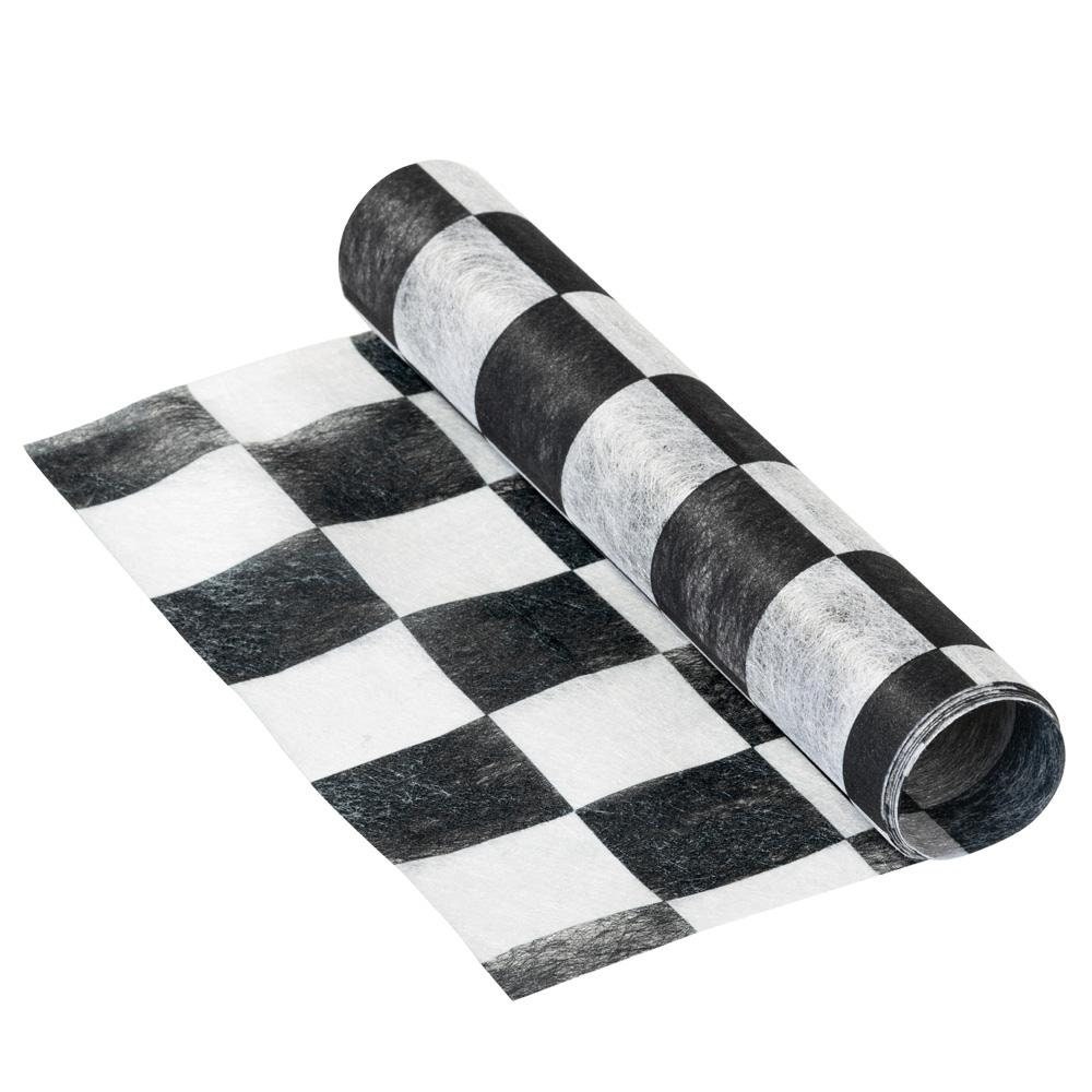 Black White Check Table Runner 65ft Race Car Checkered Runner Alice in Wonderland Party Buffalo Check Made from Polyester