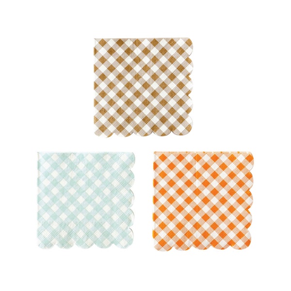 Harvest Gingham Dessert Napkins 24ct | Thanksgiving Napkins | Friendsgiving Party | Fall Baby Shower | Pumpkin Baby Shower | Fall Party