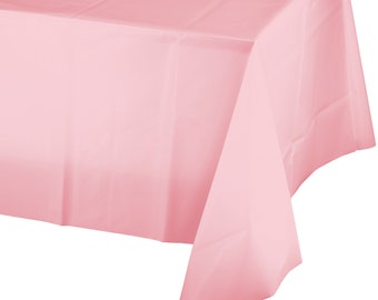 Couverture de table en plastique rose clair | Fille premier anniversaire | Douche nuptiale | Décor de douche de bébé | Décor de fête rose clair | Fête de la Saint-Valentin