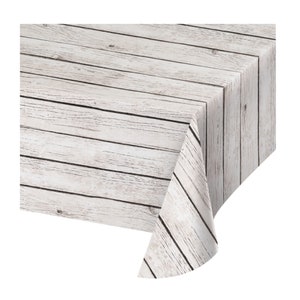Copritavolo in plastica con venature del legno bianco / Arredamento matrimonio rustico / Addio al nubilato botanico / Baby shower nel bosco / Primo compleanno del boscaiolo