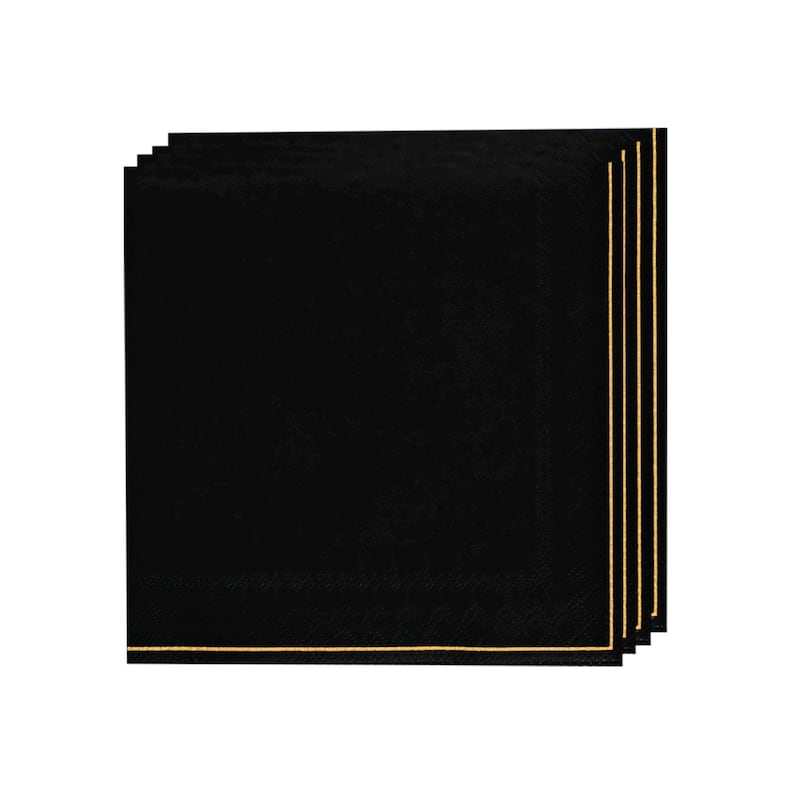 Black & Gold Stripe Lunch Napkins
