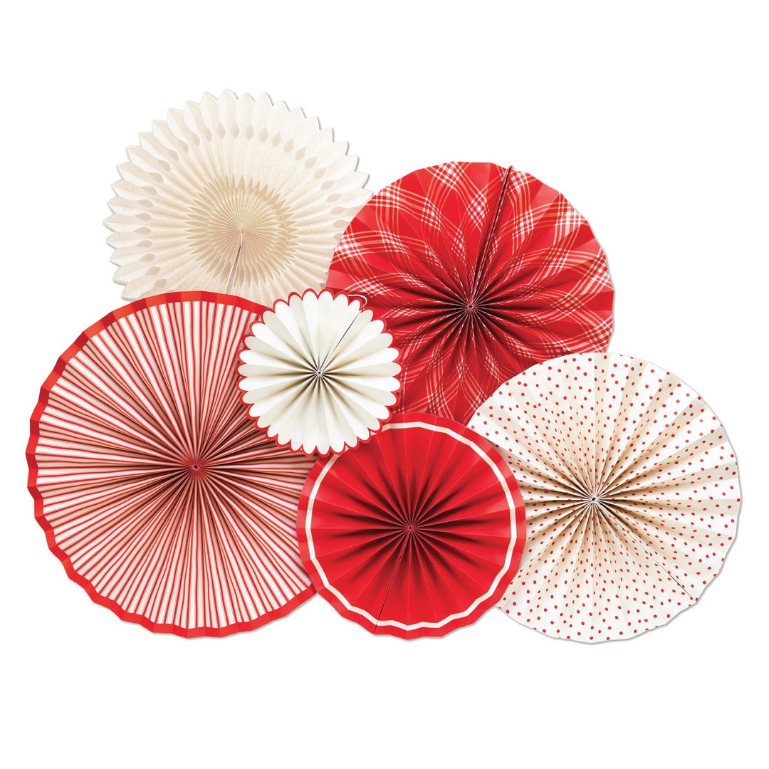 Red & Cream Paper Fans
