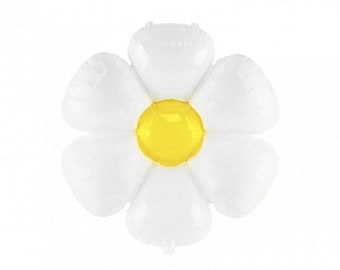White Daisy Foil Balloon 28in – Floral or Garden Party Decoration
