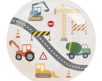 Construction Site Lunch Plates 8ct | Construction Birthday | Dump Truck Party | Construction Vehicles | Digging Being 3 | Construction Decor