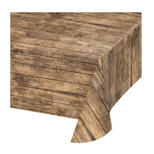 Copritavolo in plastica con venature del legno marrone / Arredamento matrimonio rustico / Addio al nubilato botanico / Baby shower nel bosco / Primo compleanno del boscaiolo