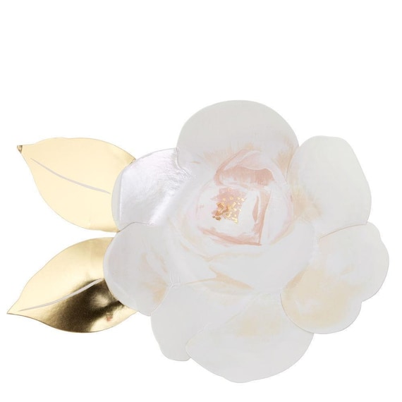 White Rose Flower Shaped Plates | Dessert Plates | Rose Garden Party | Floral Party Plates | Bridal Shower | Pack of 8 Meri Meri Plates Il_570xn