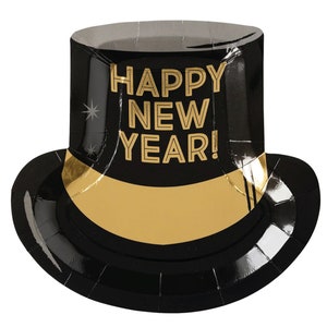 Gelukkig Nieuwjaar Hoed Lunchborden 8ct | Countdown Oudjaarsfeest | Bruiloft op oudejaarsavond | Decoratie voor oudejaarsavond | NYE-feestdecor