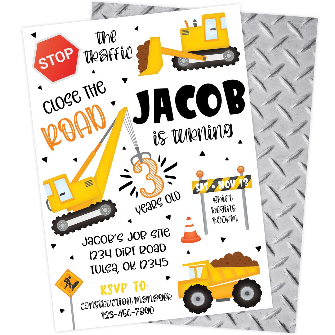 Construction Zone Printable Birthday Invitation Under Construction ...