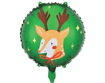 SALE | Green Christmas Reindeer Balloon 14" | Kids Christmas | Christmas Balloon | Christmas Decoration | Reindeer | Christmas Backdrop