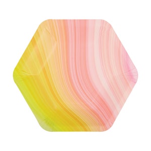 SALE | Pink & Yellow Ombre Swirl Dessert Plates 8ct | Groovy One Birthday | Lemonade Baby Shower | Bridal Shower | Groovy Retro Bachelorette