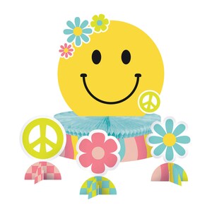 Flower Power Honeycomb Centerpieces (4ct) – Groovy Birthday or Retro Party Table Decorations