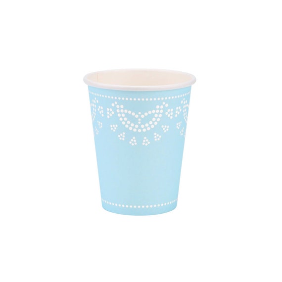 Pastel Blue Lace Paper Cups 10ct Boy Baby Shower Cups Boys Birthday