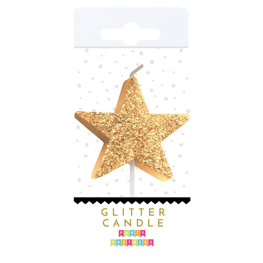 Gold Glitter Star Candle Gold Star Candle Star Birthday Candle Twinkle
