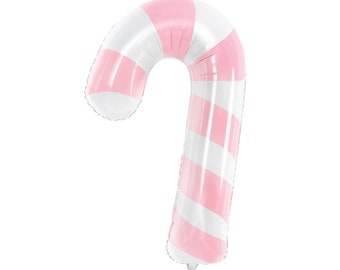 Pink Candy Cane Foil Balloon 32" | Candy Land Party Decor | Candy Christmas Party | Nutcracker Birthday Party | Candy Cane Balloon