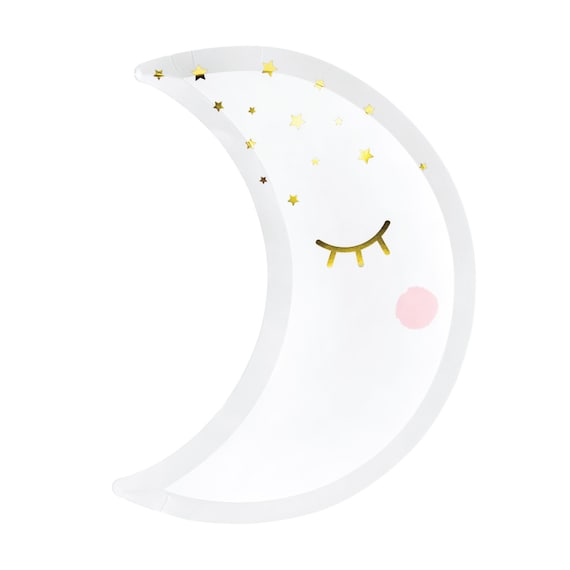 Little Star Moon Plates | Twinkle Twinkle Little Star Baby Shower | First Birthday | Baby Christening | To the Moon | Pack of 6 Paper Plates Il_570xn