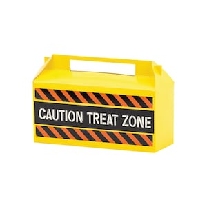 May include: Yellow treat box with a black and orange striped design and the text "CAUTION TREAT ZONE".