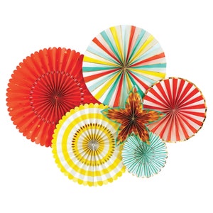 Carnival Paper Fan Decorations 6ct | Carnival Decor | Carnival Birthday Party | Carnival Baby Shower | Circus Birthday | Circus Party Fans