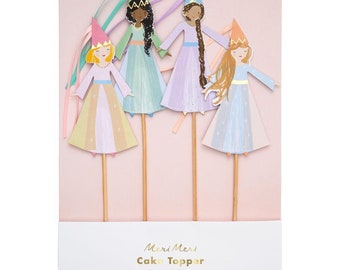 Fairytale Princess Cake Toppers 4ct | Magical Princess Birthday Party | Princess & Knight Party | Girls Birthday | Princess Baby Shower