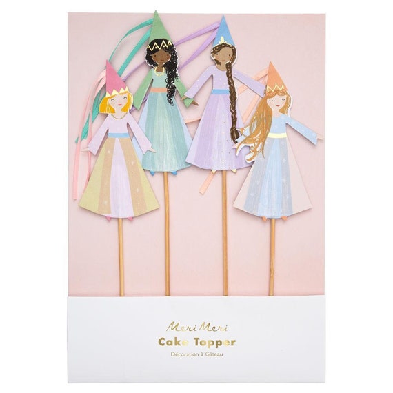 Fairytale Princess Cake Toppers | Magical Princess Party | Princess and Knight Party | Girls Birthday | Pack of 4 Meri Meri Cake Toppers Il_570xn