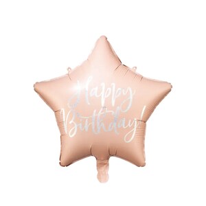 Blush Pink Happy Birthday Star Balloon 15.5&quot; | Milestone Birthday Party for Her | 21st Birthday | Sweet 16 Decor | Girls Birthday Balloon