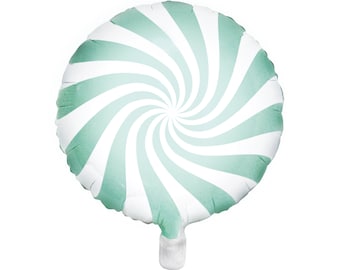 Mint Green Candy Foil Balloon 14in | Candy Land Party Decor | Candy Christmas Party | Nutcracker Birthday Party | Candy Swirl Balloon