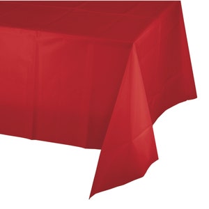 Red Plastic Table Cover | Christmas Party | 4th of July Party | Valentine&#39;s Day Decor | Red Party Decor | Pirate Birthday | Kid Birthday