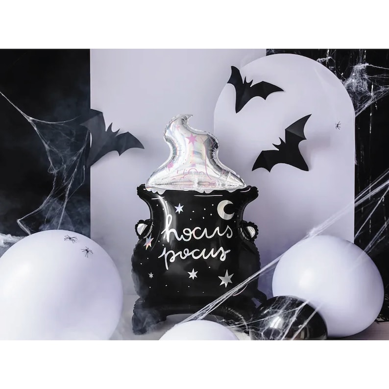 Standing Cauldron Balloon 31.5 Kids Halloween Party Witch Birthday Spooky Cute Halloween Balloon Witch Decor Hocus Pocus Party image 2