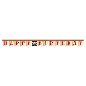 Bandera del banderín del cumpleaños del pirata de la isla del tesoro 7 pies / fiesta de cumpleaños de los niños / tesoro enterrado / decoraciones piratas / signo del feliz cumpleaños