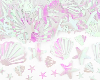 Iridescent Seashell Party Confetti 0.8oz | Under the Sea Birthday Decor | Narwhal Baby Shower | Mermaid First Birthday | Mermaid Scatter