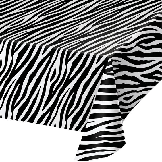 Zebra Print Plastic Table Cover Jungle Birthday Party Safari Baby