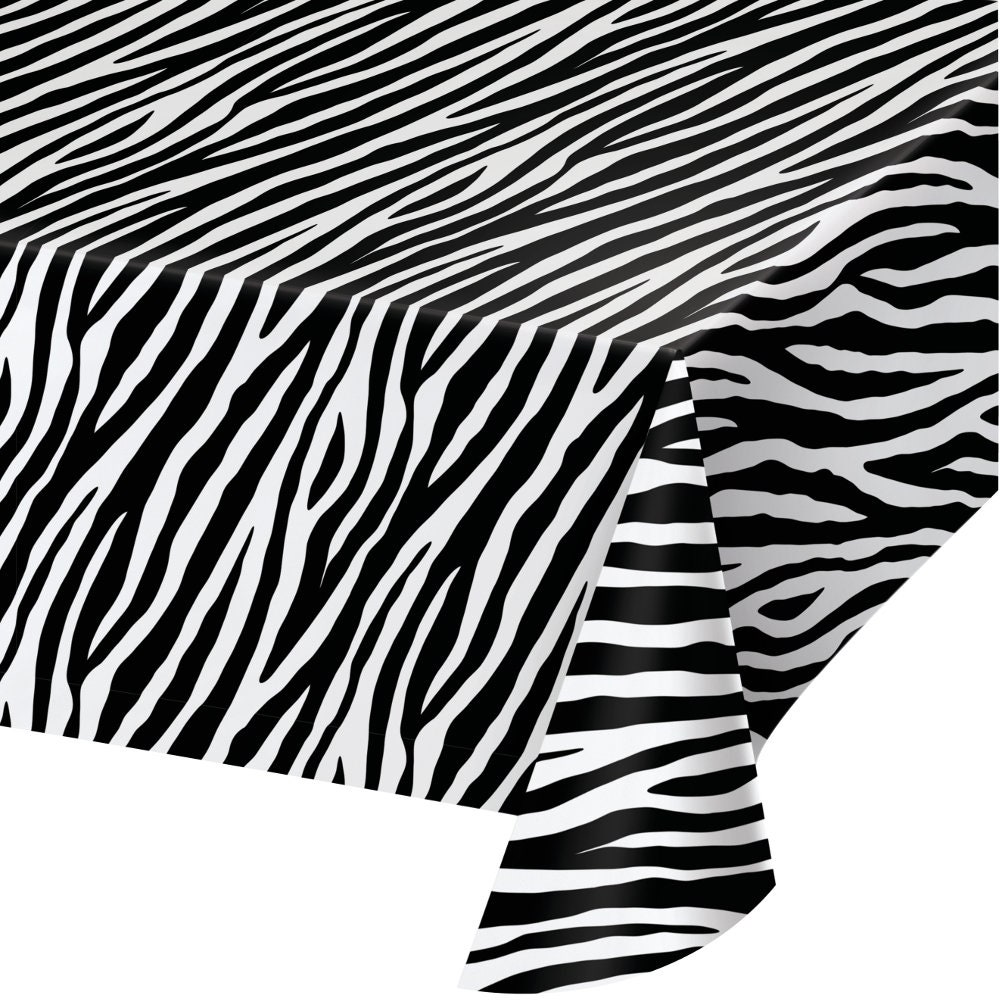 Zebra Print Plastic Table Cover Jungle Birthday Party Safari Baby Shower Bachelorette Party Animal Print Plastic Tablecloth