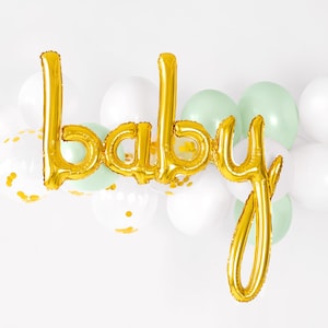 Gold Baby Script Letter Balloon Banner | Baby Shower Decorations ...