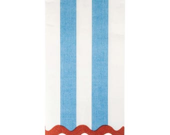 Hamptons Stripes & Scalloped Paper Guest Towels 24ct – Coastal Party Decor