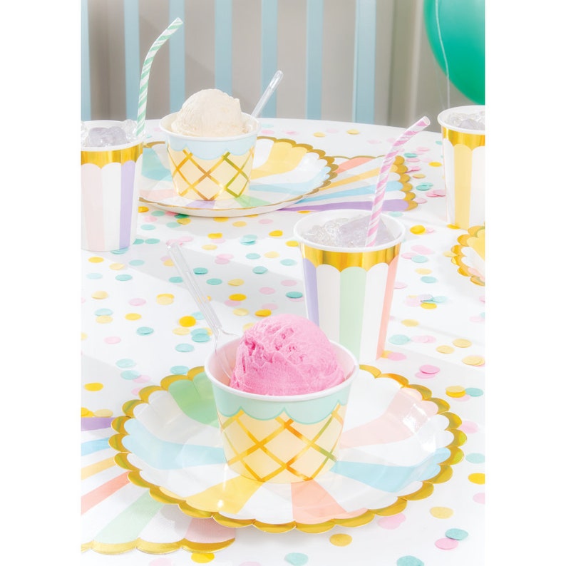 Ice Cream Cup with Spoons 8ct Ice Cream Party Decor Girls Birthday Party Ice Cream Food Cups Summer Birthday Ice Cream Cups image 6
