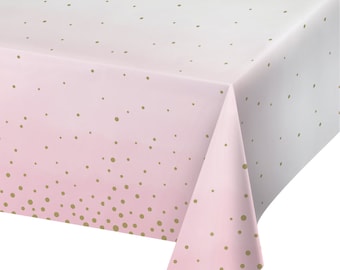 Nappe en papier rose et or 54 x 102 po. | Décoration de fête princesse | Fête d'anniversaire de filles | Baby shower cygne | Nappe pour la douche nuptiale