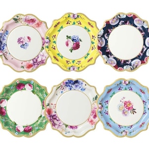 Floral Tea Party Plates Assortment 12ct | Tea Party Bridal Shower | Tea for Two Party | Tea Party Birthday | Baby Shower Tea Party