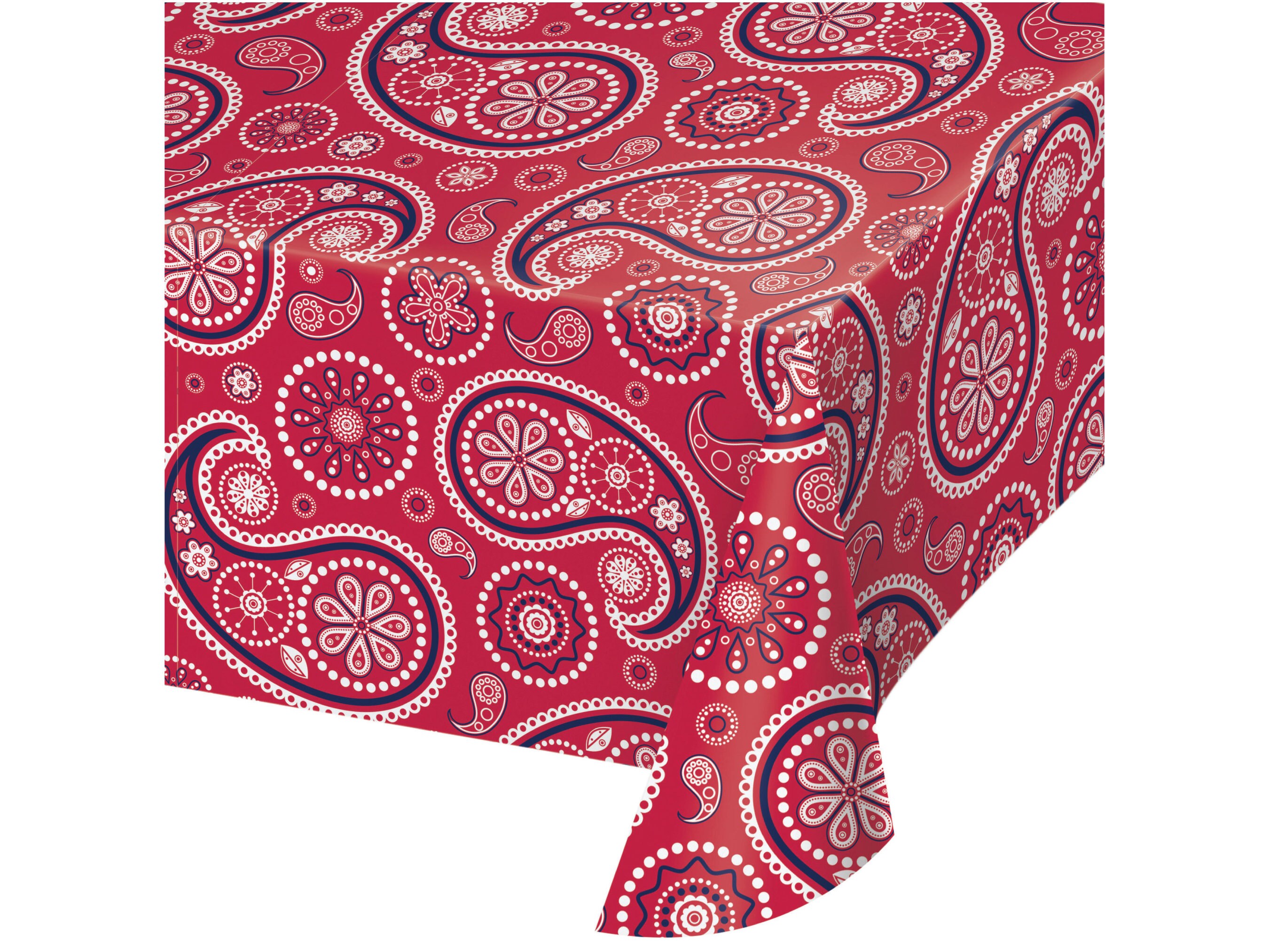 Red Paisley Bandana Plastic Table Cover Western Party Decor Cowboy Party Farm Birthday Western Baby Shower Western Birthday