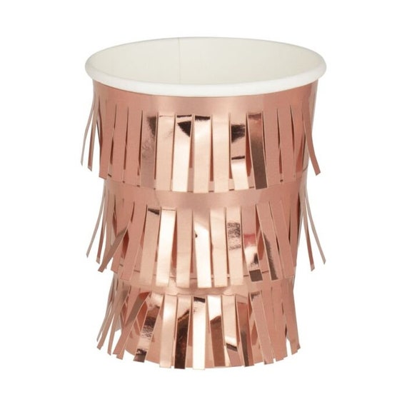 Fringe Rose Gold Paper Cups | Girls Birthday | Baby Shower Decor | Bridal Shower | 21st Birthday | Sweet 16 Decor | Pack of 8 Party Cups Il_570xn