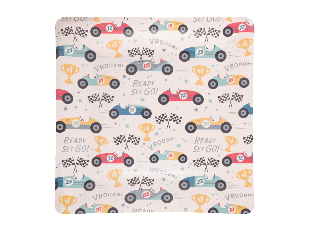 Vintage Race Car Party Plates (8ct) – Speedway or Two Fast Birthday ...