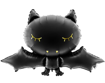 Schwarzer Halloween Fledermaus Ballon 50cm | Kinder Halloween Party Dekorationen | Niedlicher rosa Halloween Geburtstag | Let's Get Batty Decor | Folienballon