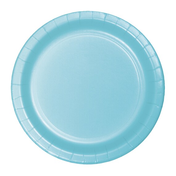 Pastel Light Blue Paper Lunch Plates 8ct | Boys First Birthday | Bridal Shower | Baby Shower Decor | Gender Reveal | Light Blue Party Decor Il_570xn